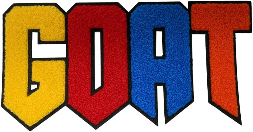 1-pc Colorful Goat Chenille Iron-On Patch, Size 9"x5", Large Patch for Varsity Jackets, Denim Jackets, Shirts, & Hoodies