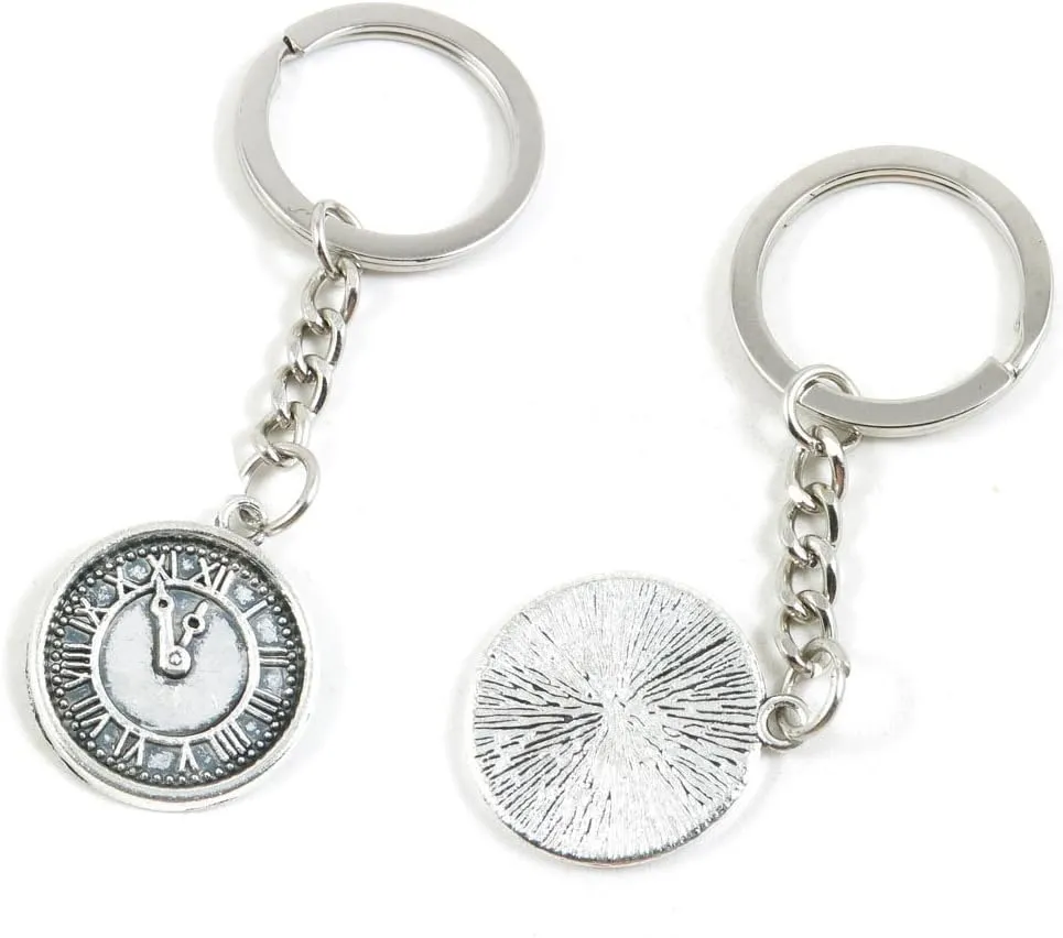 100 Pieces Keychain Keyring Door Car Key Chain Ring Tag Charms Supply I4DB0C Clock Pocket Watch
