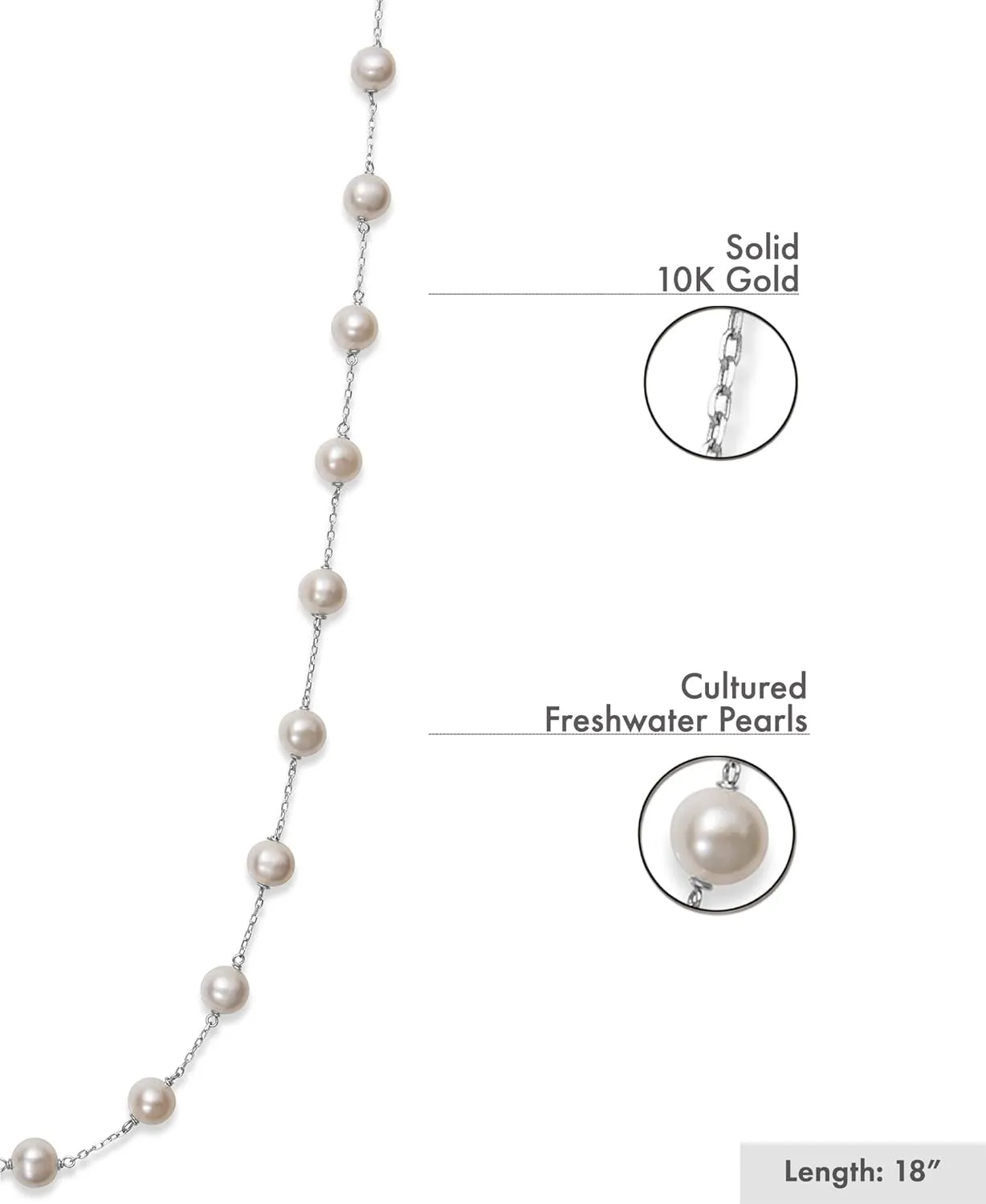 10K Gold Station Freshwater Cultured Pearl Necklace for Women