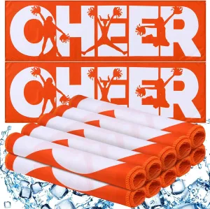 12 Pack Orange Cheer Cooling Towels with Bags - 40" x 12" Breathable Chilly Microfiber Towels for Sports Team Gift