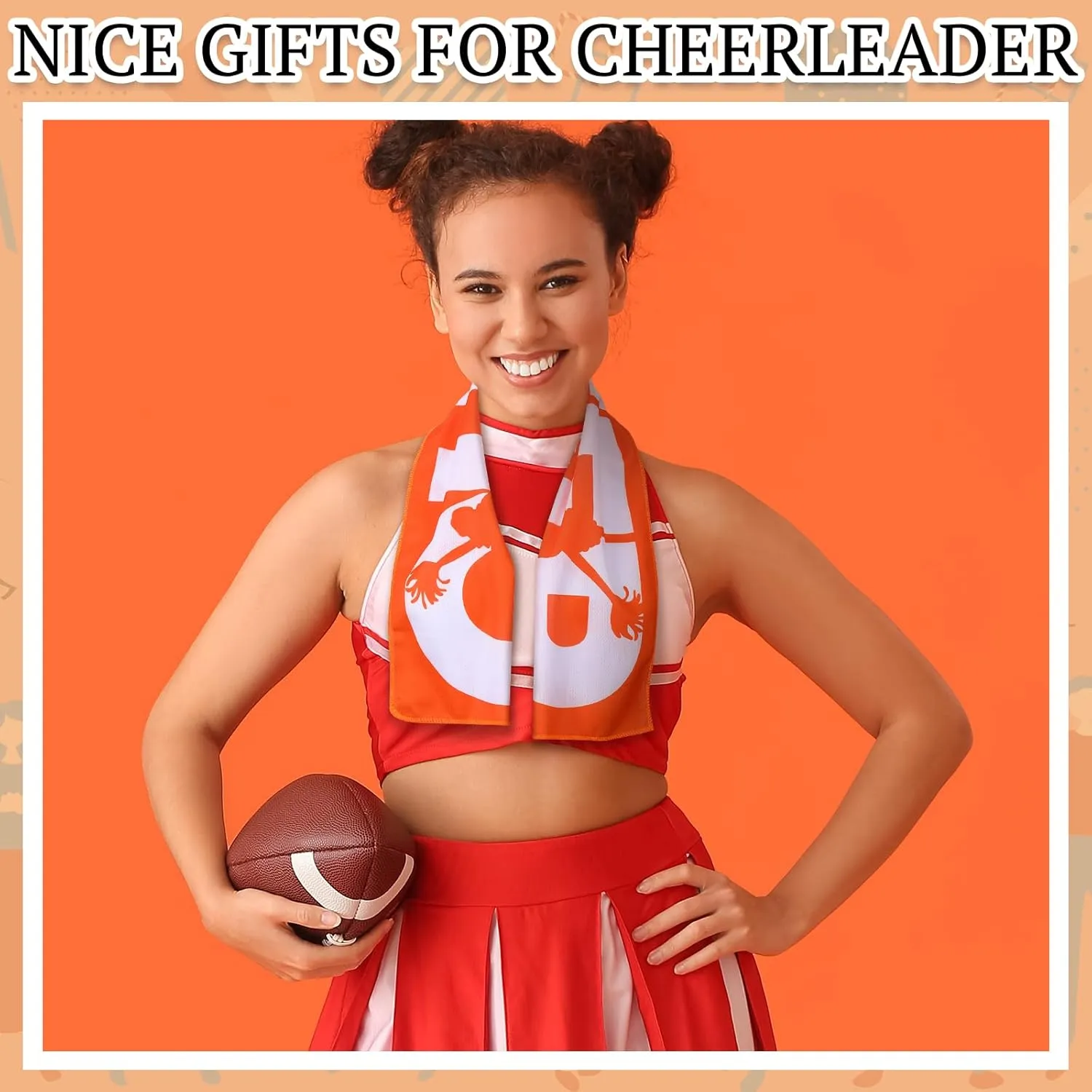 12 Pack Orange Cheer Cooling Towels with Bags - 40" x 12" Breathable Chilly Microfiber Towels for Sports Team Gift