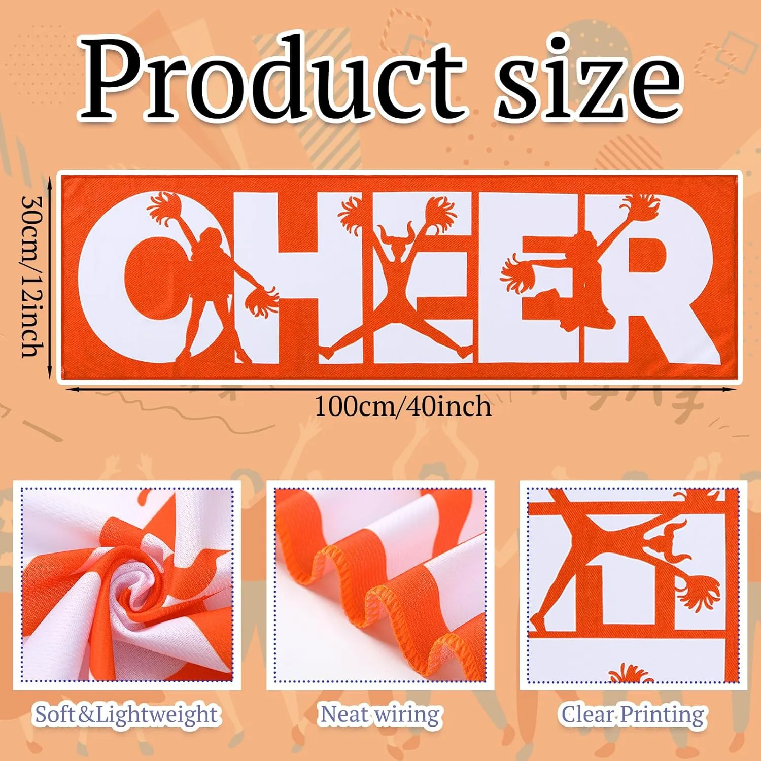 12 Pack Orange Cheer Cooling Towels with Bags - 40" x 12" Breathable Chilly Microfiber Towels for Sports Team Gift