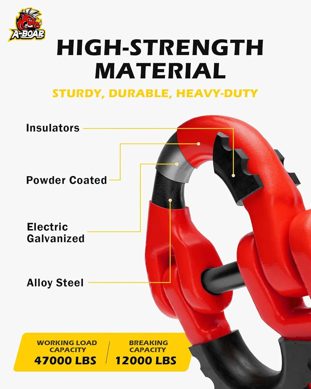 1/2 Safety Chain Connector Link, 2pack Hammerlock Coupling Link for Trailer Chains Connect, 12000lbs Load Capacity, Drop Forged Steel Tow Hitch Safety Chain Connector Link, Red