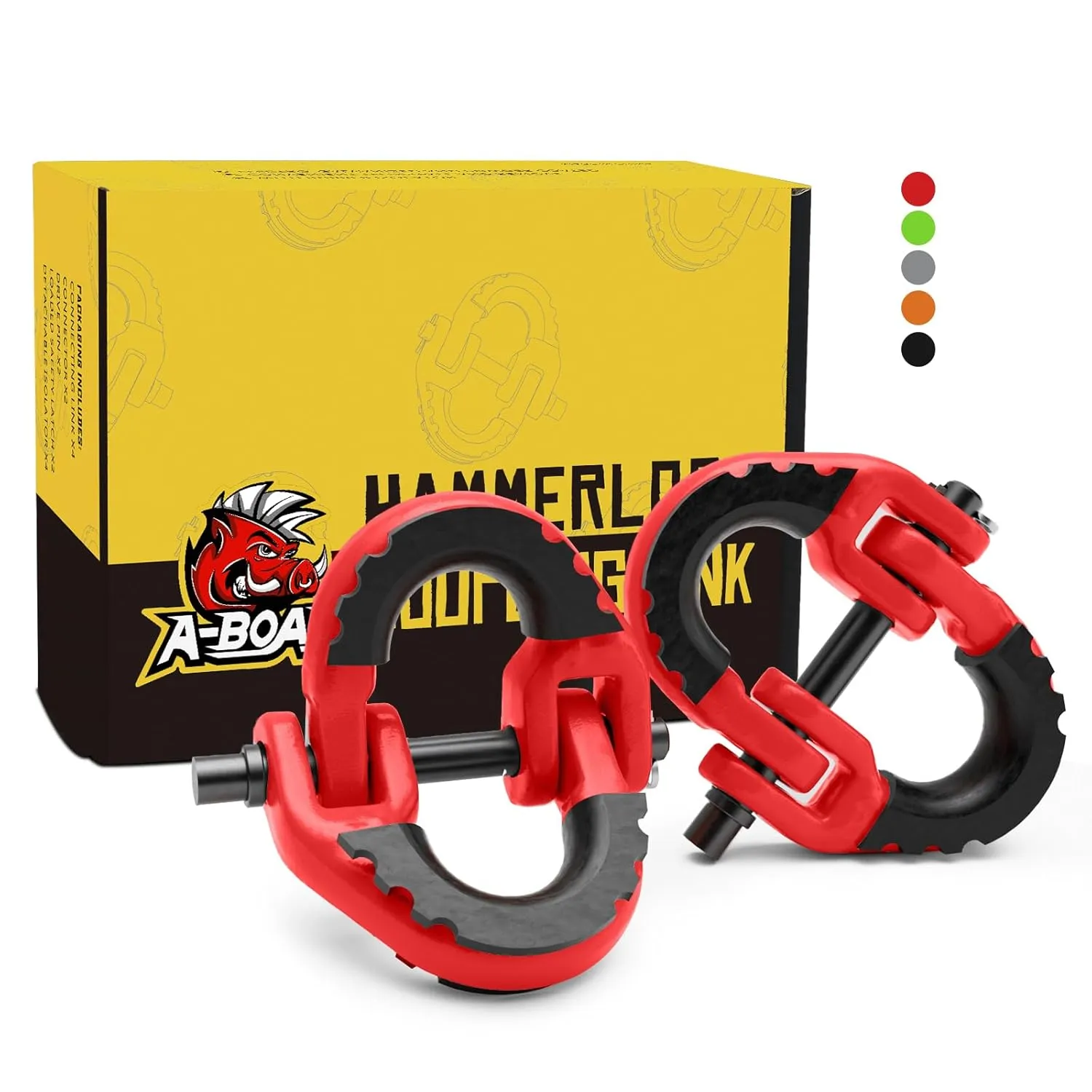 1/2 Safety Chain Connector Link, 2pack Hammerlock Coupling Link for Trailer Chains Connect, 12000lbs Load Capacity, Drop Forged Steel Tow Hitch Safety Chain Connector Link, Red