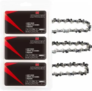 12" Chainsaw Chain 3-Pack - 45DL 3/8" Low Profile Pitch .050” Gauge Low Kickback Chainsaw Chains Compatible with Craftsman/Ryobi/Homelite/Poulan/Dewalt - Heavy Duty Saw Chain Accessories