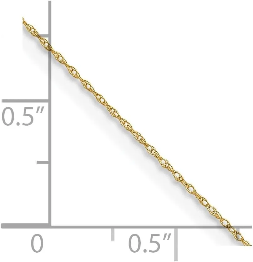 14K Gold .4 mm Carded Cable Rope Chain Necklace 13" to 24"