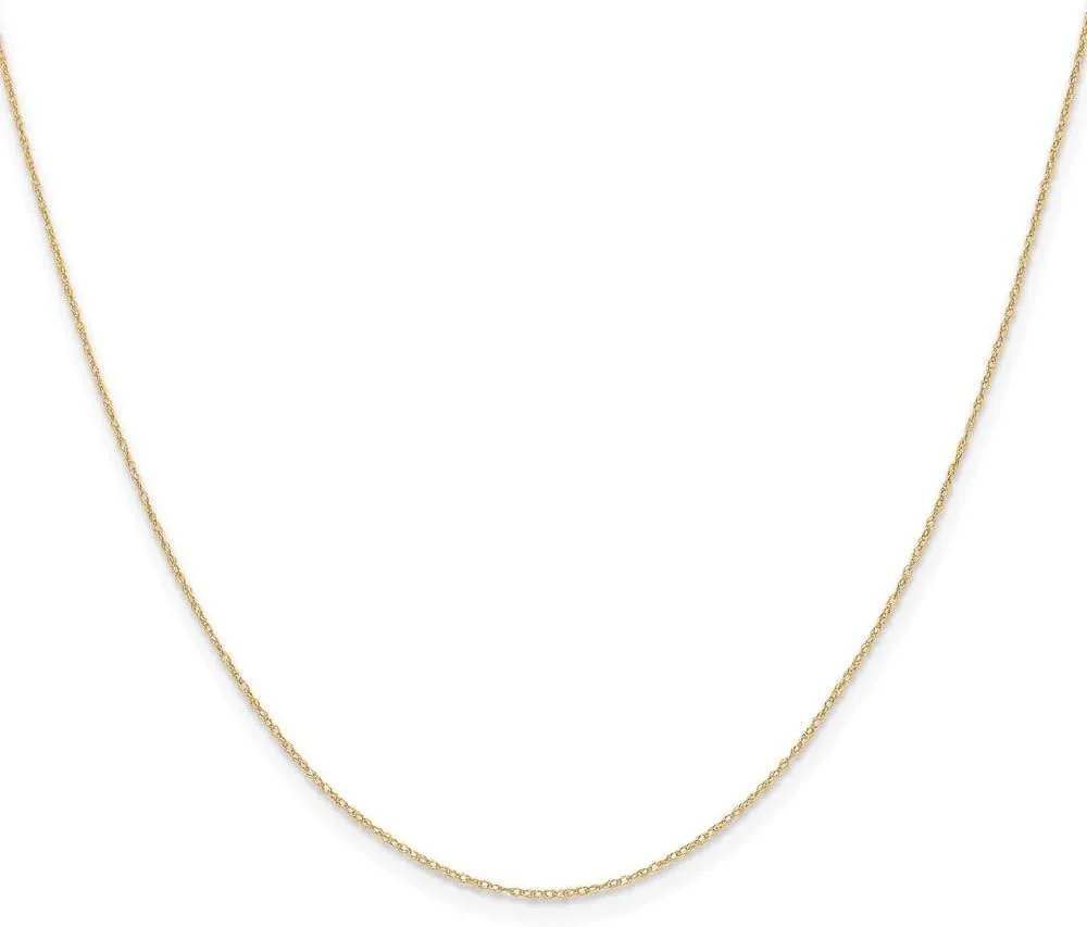 14K Gold .4 mm Carded Cable Rope Chain Necklace 13" to 24"