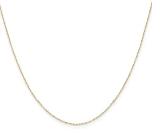 14K Gold .4 mm Carded Cable Rope Chain Necklace 13" to 24"