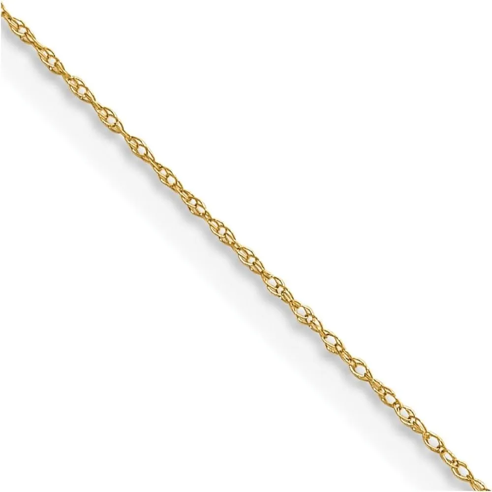14K Gold .4 mm Carded Cable Rope Chain Necklace 13" to 24"