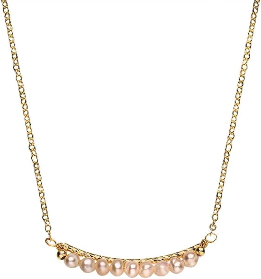 14K Gold Choker Necklace with Freshwater Cultured Pearl,Dainty Baroque Pearl Chain Design,Elegant Jewelry for Women, Ideal for Weddings, Birthdays, or Anniversaries