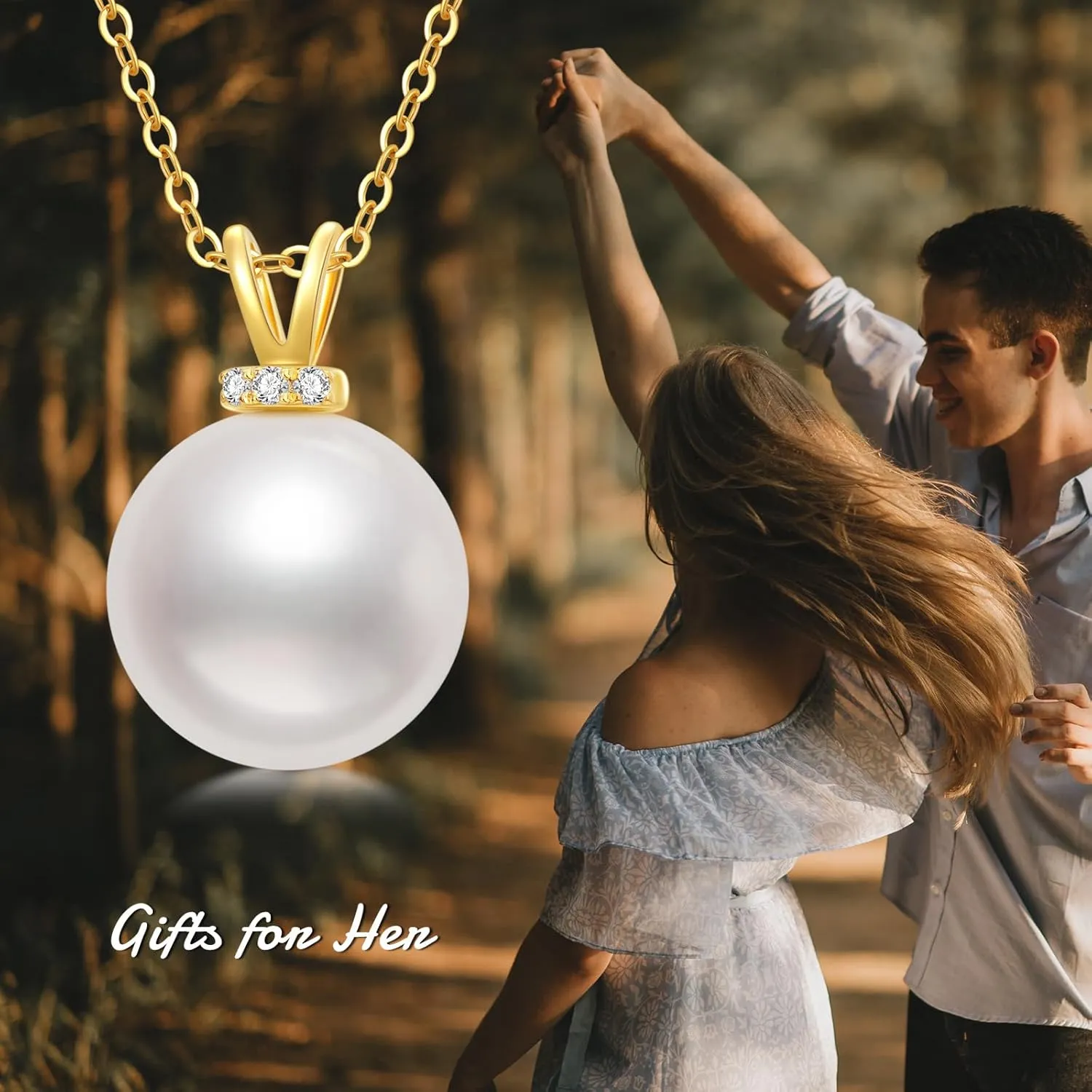 14K Gold Pearl Necklace for Women Real Gold Bow/Heart/Dolphin Pearl Necklace Solitaire Freshwater Cultured Pearl Pendant Jewelry Mothers Day Gifts for Mom Grandma Anniversary Birthday Valentine's Day Gift for Girlfriend Sister Mom