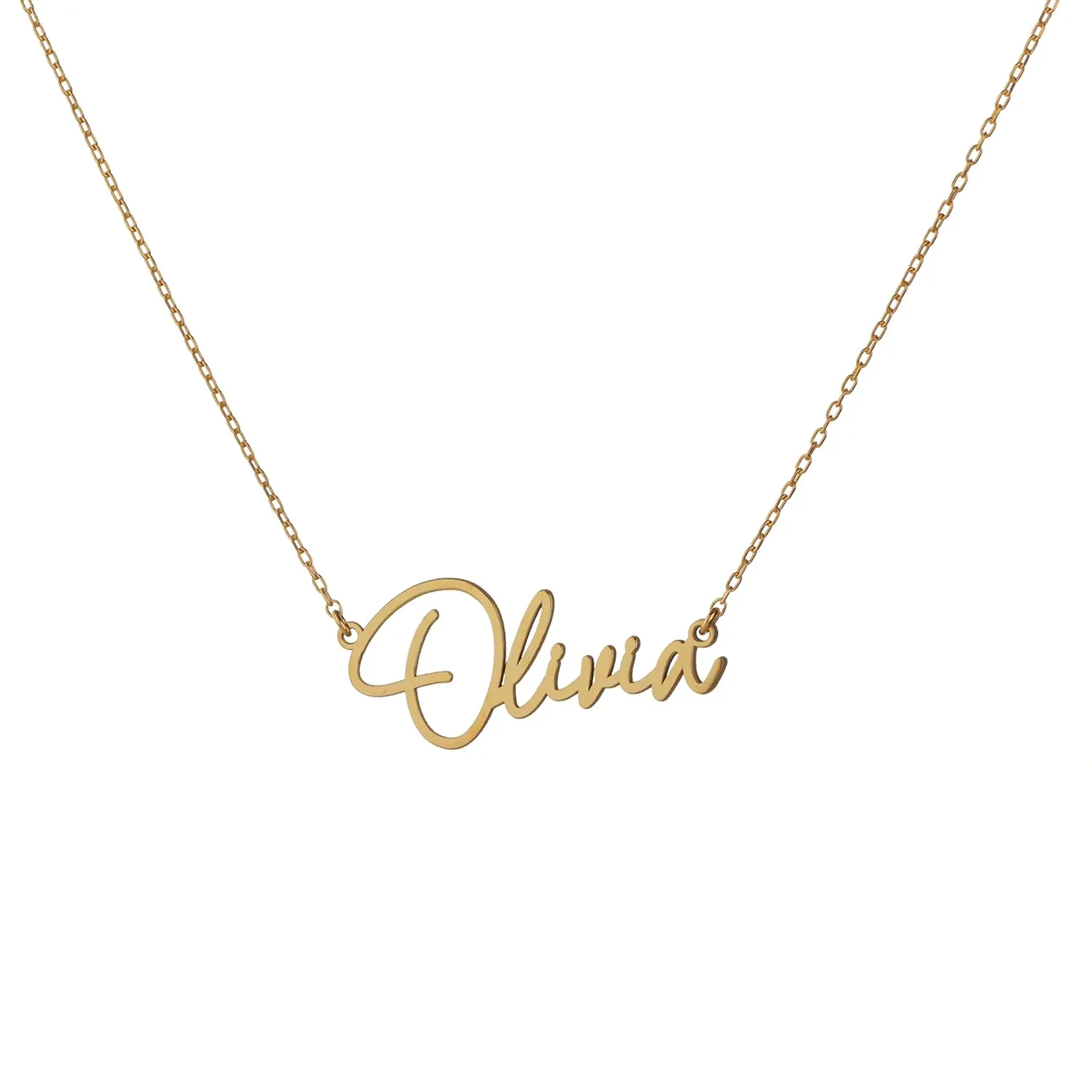 14k Solid Gold Name Necklace, Customized Personalized Jewelry, Adjustable Chain Pendant for Women's Gift