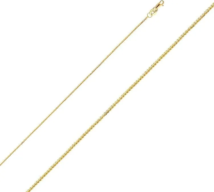 14k Two Tone Gold Cubic zirconia Sandal Pendant With Yellow Gold 0.8mm Square Wheat Chain Necklace