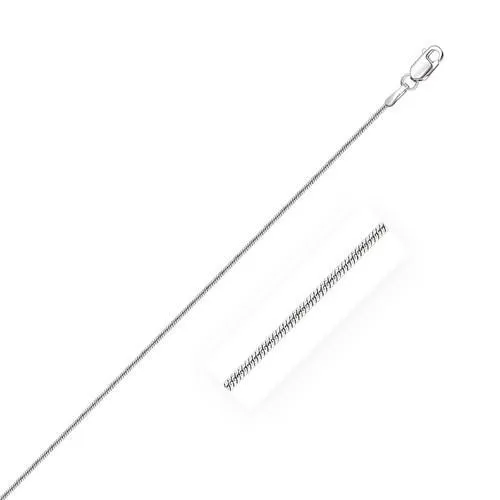 14k White Gold Round Snake Chain 0.9mm, size 18''