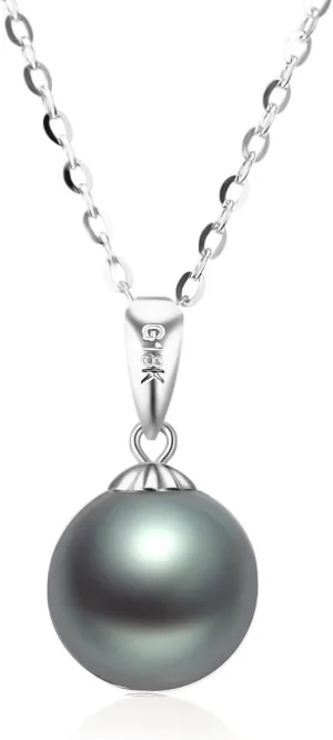 14K White Gold Simulated Black Freshwater Cultured Pearl Necklaces for Women, Jewelry Gifts for Her, 18 Inches