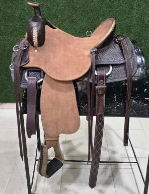 15'' 16'' 17'' 18'' Leather Saddles | Western Trail Saddle Horse | Flex Tree Leather Trail Riding & Barrel Racing Horse Saddle | Saddle for Horse Ranchers Cowboys