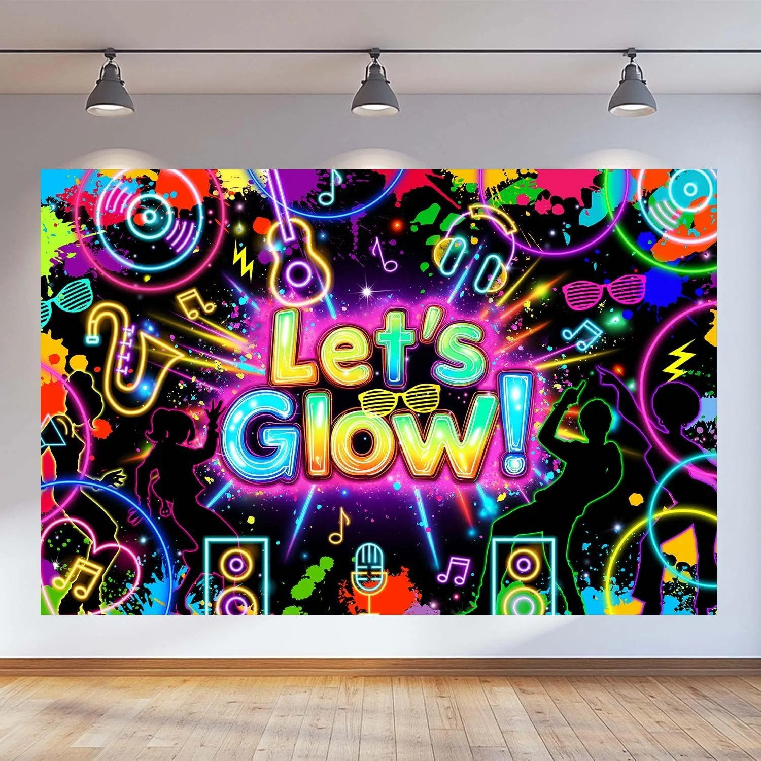 15x10ft Let's Glow Backdrop Graffiti Splash Gaming Theme Background Kids Boys Girls Game Birthday Party Photoshoot Banner Studio Booth Props