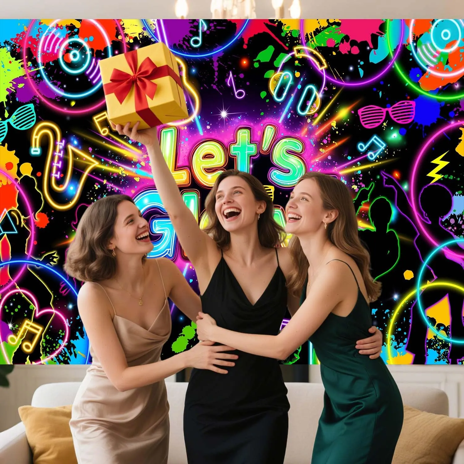 15x10ft Let's Glow Backdrop Graffiti Splash Gaming Theme Background Kids Boys Girls Game Birthday Party Photoshoot Banner Studio Booth Props