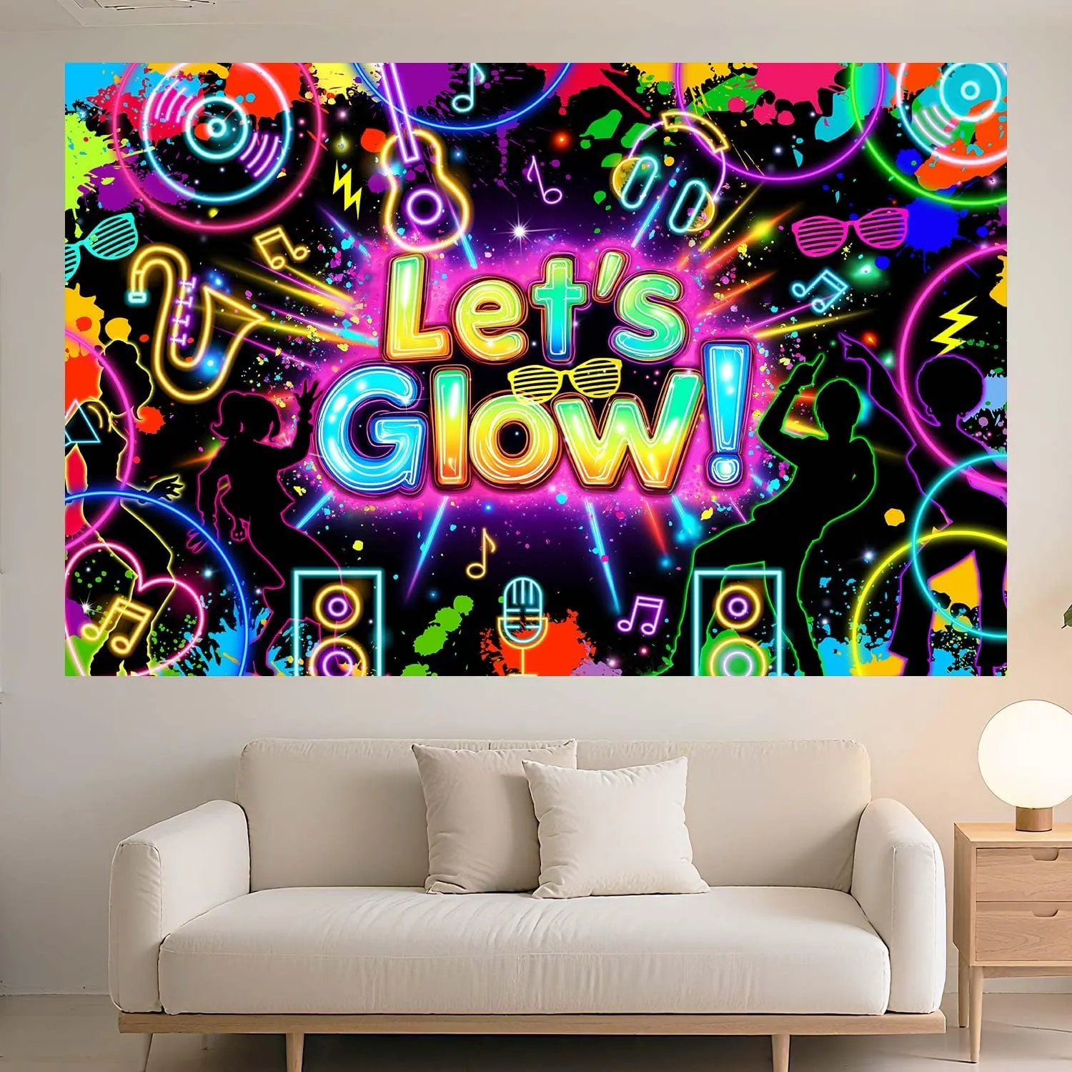 15x10ft Let's Glow Backdrop Graffiti Splash Gaming Theme Background Kids Boys Girls Game Birthday Party Photoshoot Banner Studio Booth Props