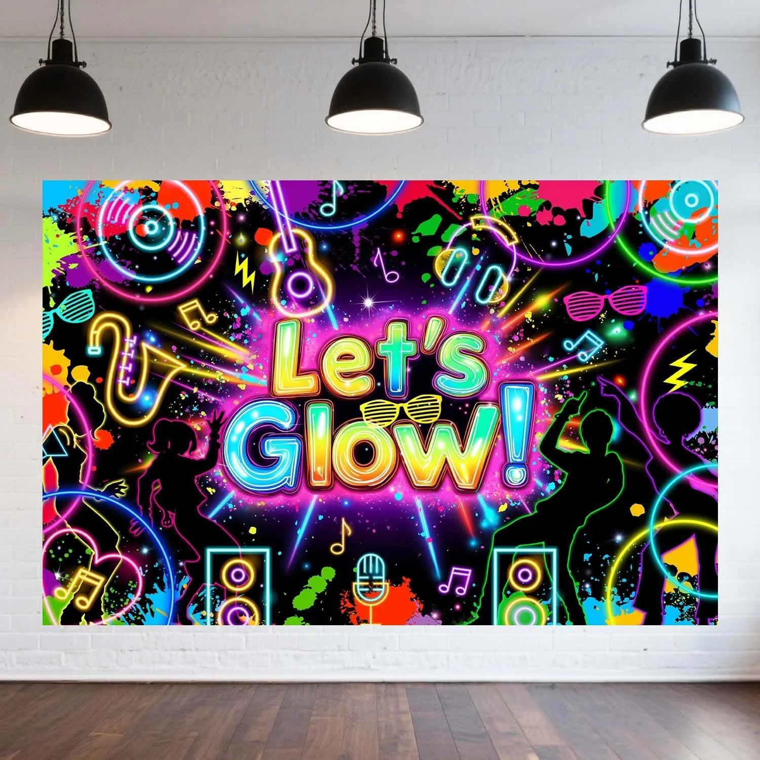15x10ft Let's Glow Backdrop Graffiti Splash Gaming Theme Background Kids Boys Girls Game Birthday Party Photoshoot Banner Studio Booth Props