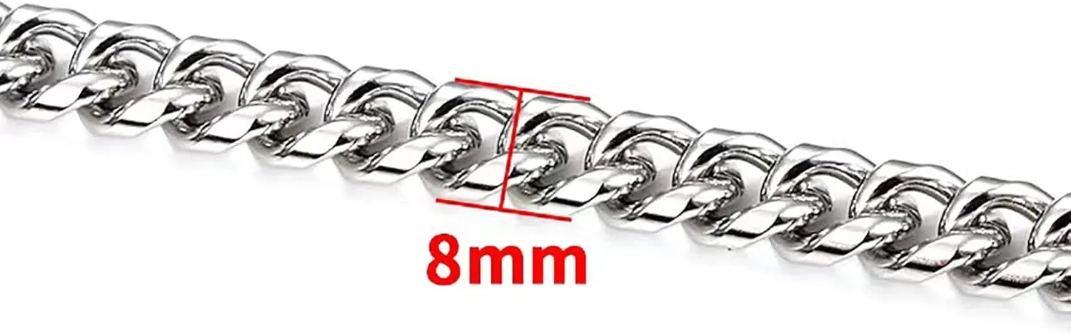 16.4 Feet Miami Cuban Link Curb Chain 8mm Twisted Chunky Hip Hop Punk Chain Stainless Steel Handbag Chain with Spool for Necklace Jewelry Making