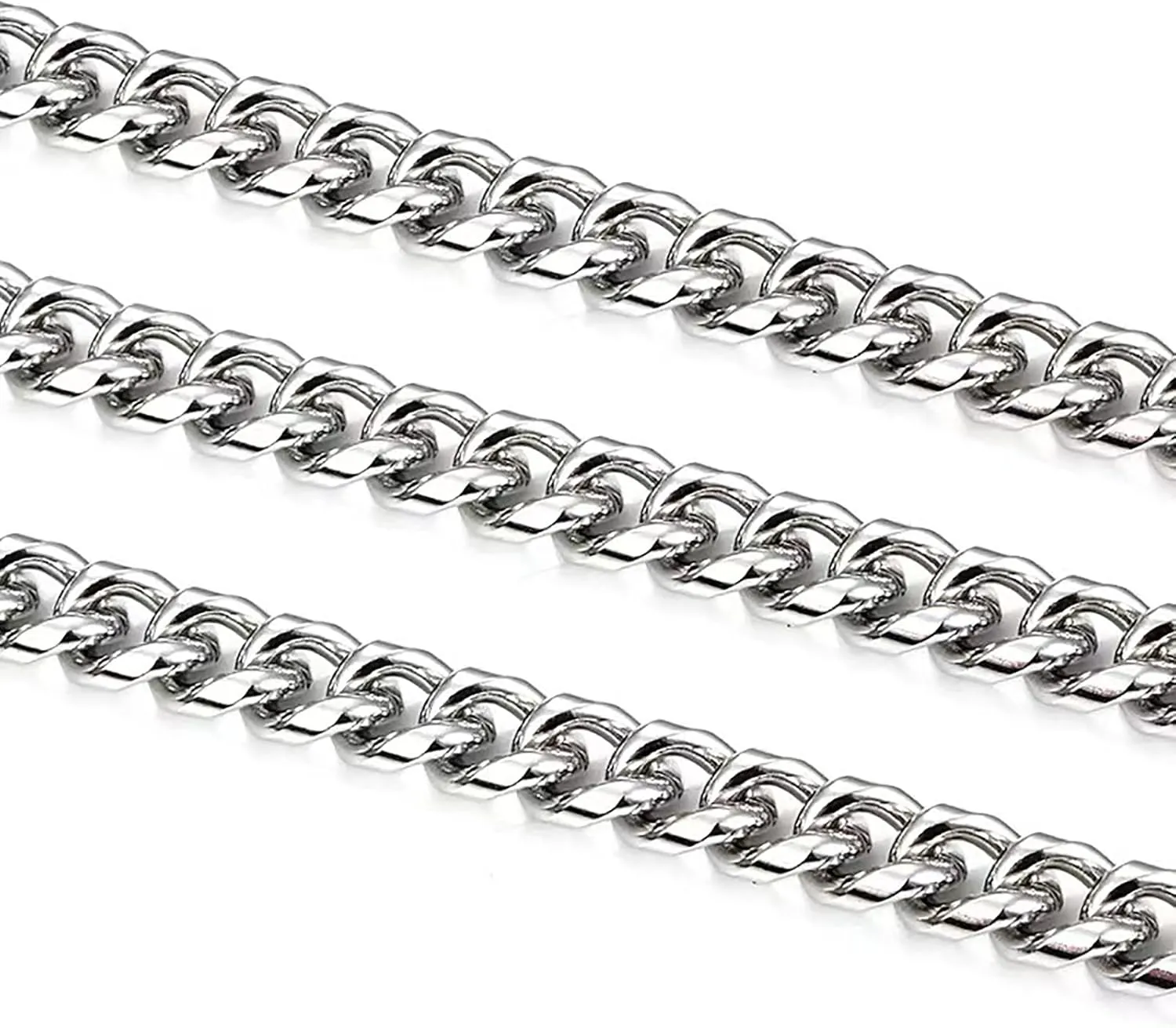 16.4 Feet Miami Cuban Link Curb Chain 8mm Twisted Chunky Hip Hop Punk Chain Stainless Steel Handbag Chain with Spool for Necklace Jewelry Making