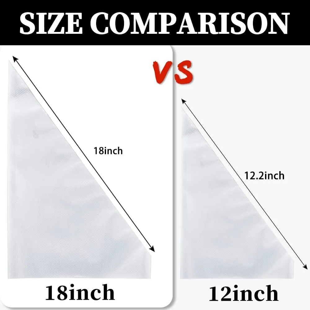 18Inch Large Piping Bags Disposable,100 PACK Extra Large Thick Pastry Bags with 6IcingBag Ties, 18'' Thickened large piping bags for layered cakes,Birthday Cake Filling Cream,Cupcakes,baking decor