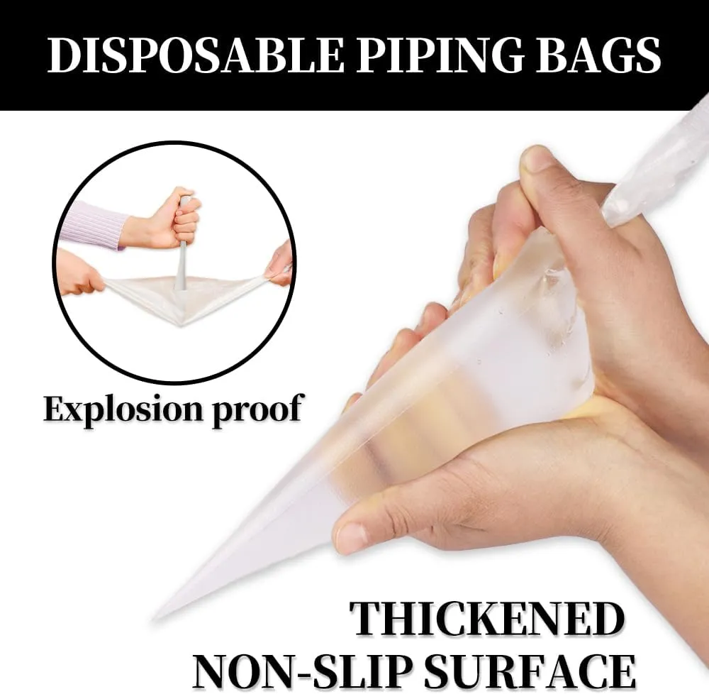 18Inch Large Piping Bags Disposable,100 PACK Extra Large Thick Pastry Bags with 6IcingBag Ties, 18'' Thickened large piping bags for layered cakes,Birthday Cake Filling Cream,Cupcakes,baking decor