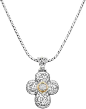 18K & Silver Diamond Pave Cross with Chain STMK6881-109