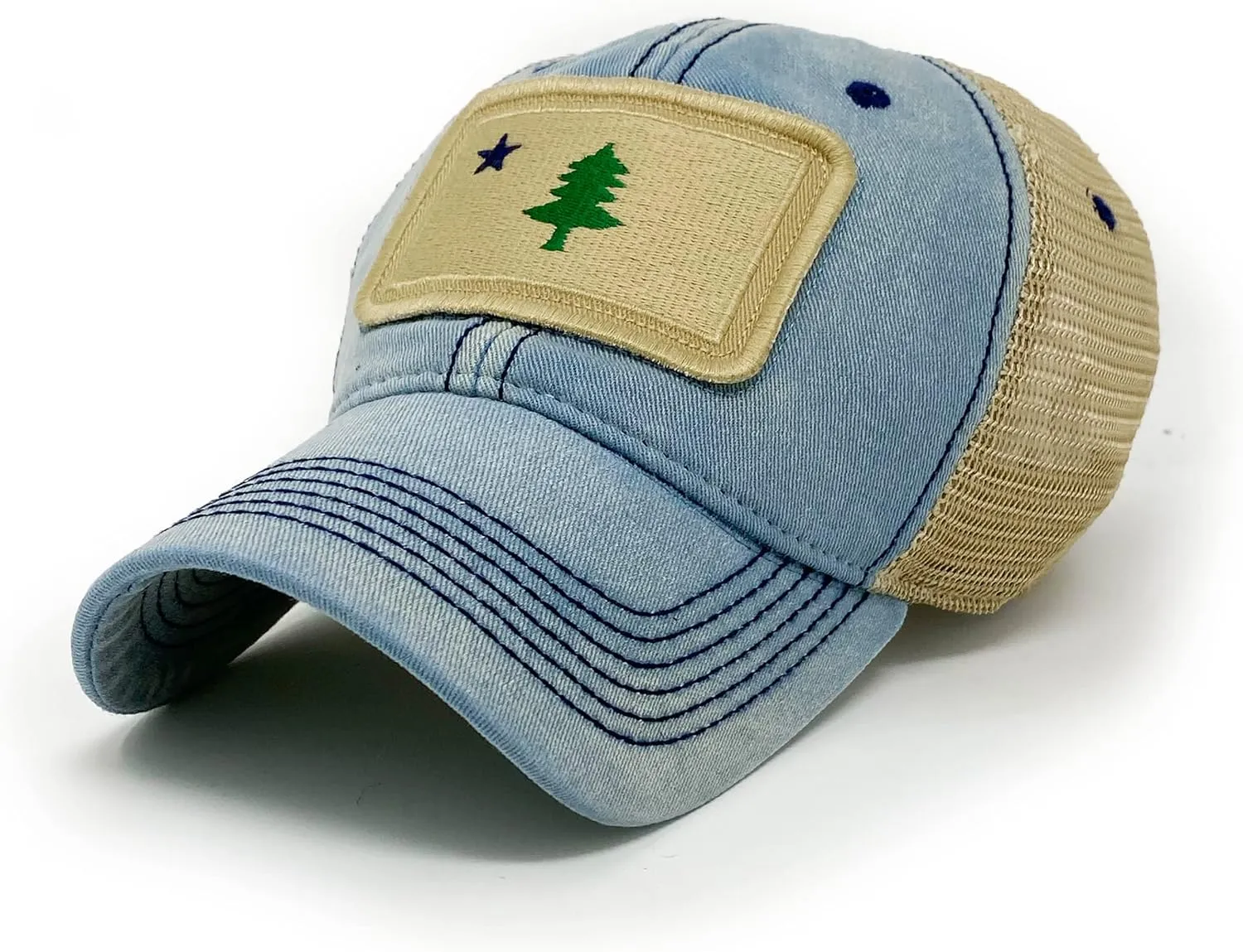 1901 Maine Flag Patch Trucker Hat, Americana Blue