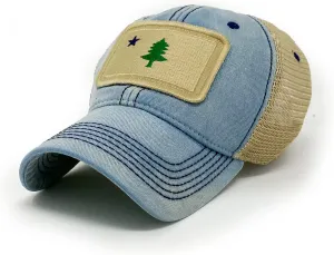 1901 Maine Flag Patch Trucker Hat, Americana Blue