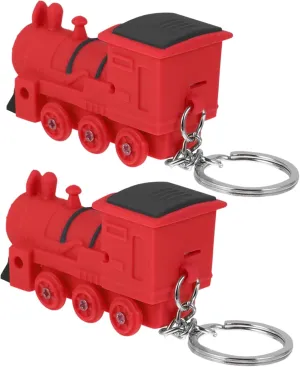 1Set Creative Train Shape LED Key Chain Flashing Key Rings for Bags Car Accessories Unique Friends Family
