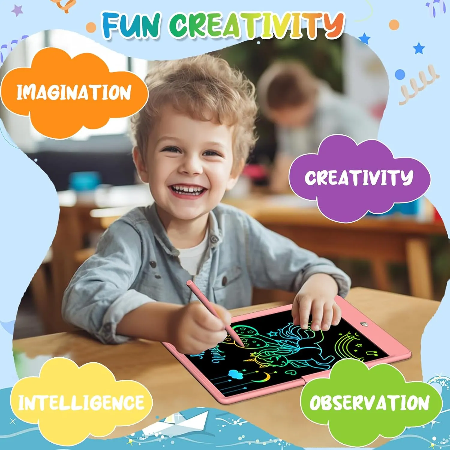2 Pack LCD Writing Tablet for Kids 10 Inch Reusable Drawing Pad Colorful Toddler Writing Board Electronic Drawing Tablet Educational and Learning Toys Drawing Set for Kids Ages 3-10(B P)