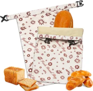 2 Pack Reusable Beeswax Bread Bags, Beeswax Bags for Homemade Bread, Sourdough Bread Bags, Natural Cotton Food Storage Bag to Keep Fresh