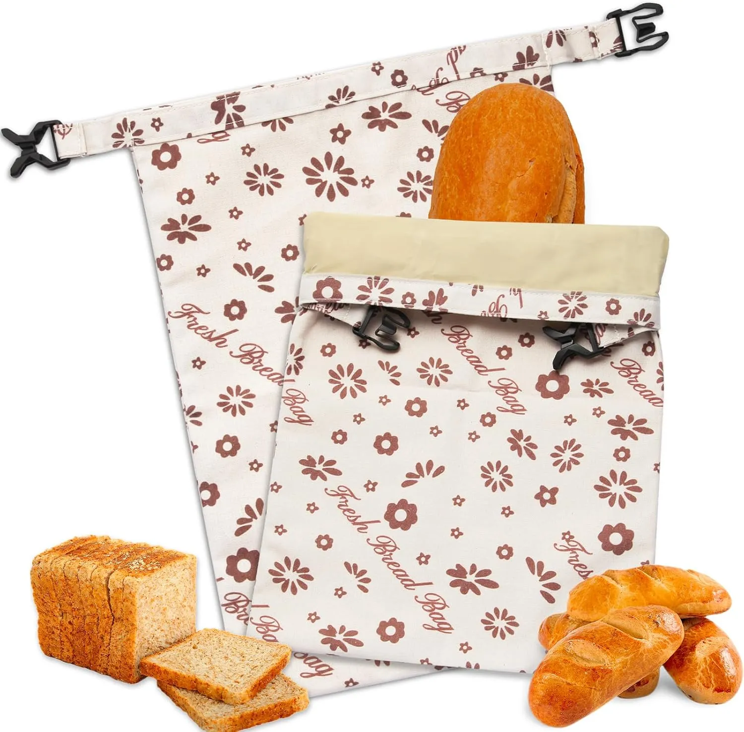 2 Pack Reusable Beeswax Bread Bags, Beeswax Bags for Homemade Bread, Sourdough Bread Bags, Natural Cotton Food Storage Bag to Keep Fresh