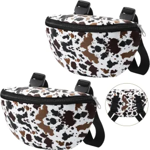 2 Pcs Insulated Saddle Pouch Print Endurance Waterproof Saddle Bag for Holding Cellphone Key Horse Riding Gear(Cow Print)