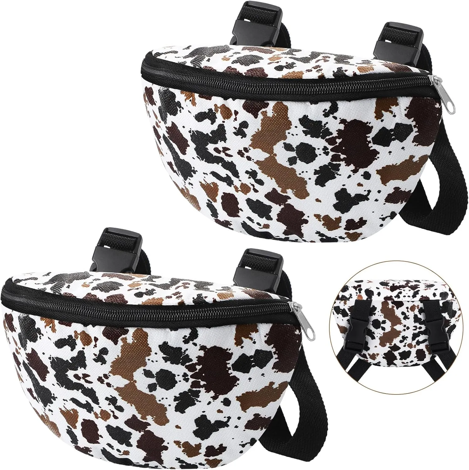 2 Pcs Insulated Saddle Pouch Print Endurance Waterproof Saddle Bag for Holding Cellphone Key Horse Riding Gear(Cow Print)