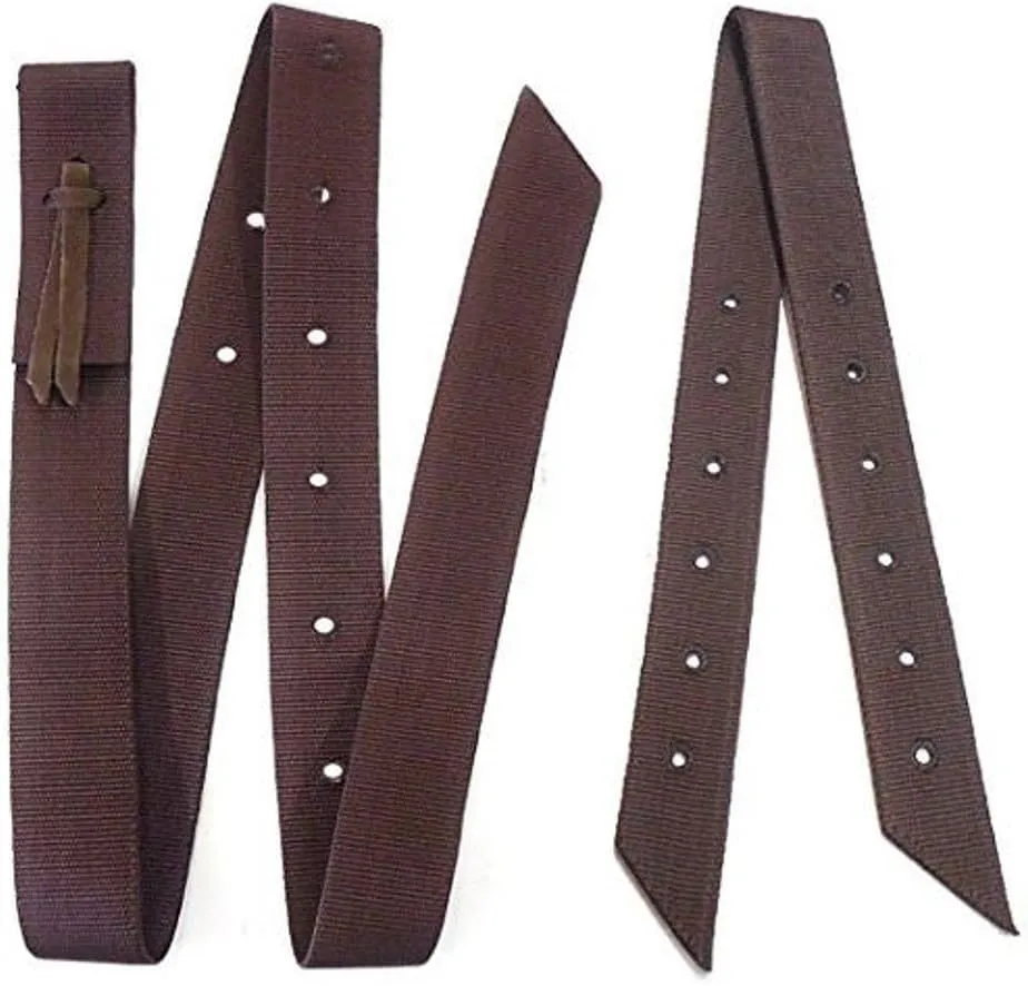 2 Piece Brown Nylon Cinch Strap and Off Billet Saddle Set Double Ply