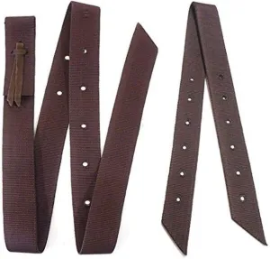 2 Piece Brown Nylon Cinch Strap and Off Billet Saddle Set Double Ply