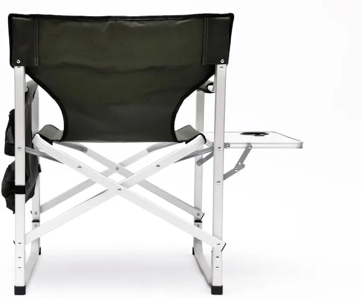 2-Piece Padded Folding Outdoor Chair with Side Table and Storage Pockets,Lightweight Oversized Directors Chair for Indoor, Outdoor Camping, Picnics and Fishing,Green