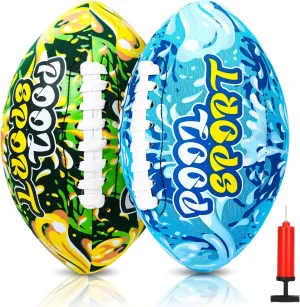 2 Pieces Water Football for Kids 9 Inch Swimming Pool Waterproof Outdoor Beach Football Pool Game for Kids Teens Adults(Blue, Green)
