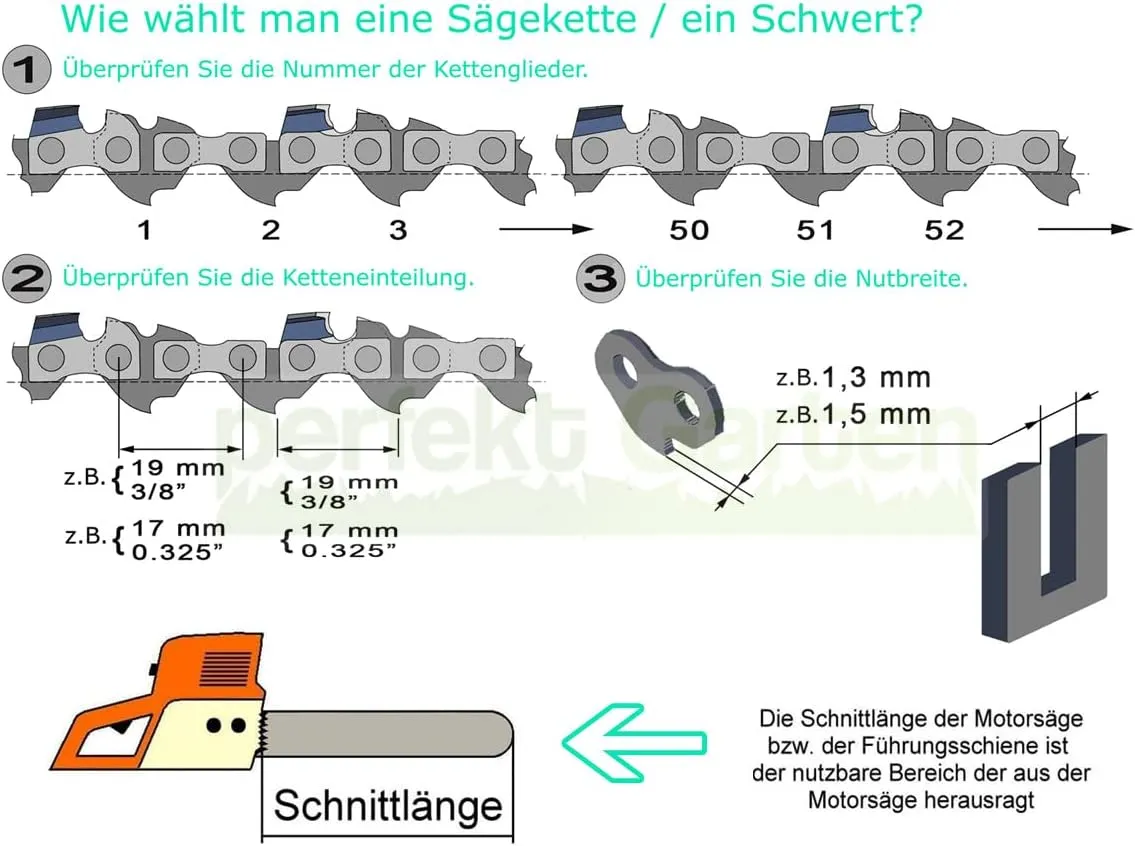 2 x Saw Chains 30 cm, 1.3 mm, 3/8 Inch, 45 TG Compatible with Greenworks GD24CS30 24V / Güde 300/36 KS 36 V Chainsaw
