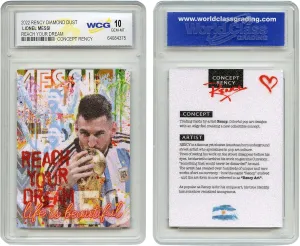 2022 Lionel Messi Argentina Soccer Champion Diamond Dust Encrusted Rency Trading Card - Graded Gem-Mint 10