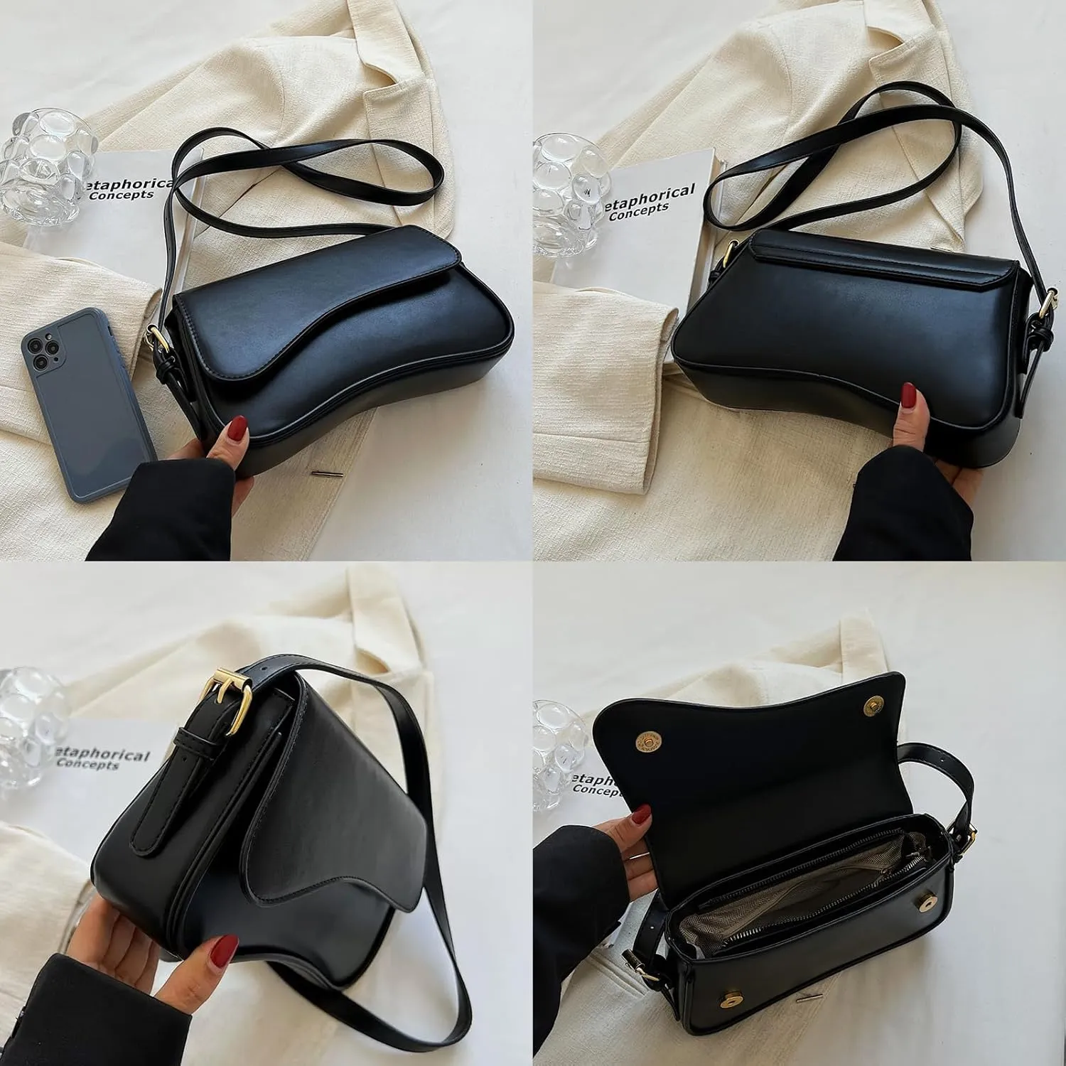 2025 Shoulder Bag for Women PU Leather Shoulder Purse Tote Bag Crossbody Purses for Women Trendy with 2 Removable Straps