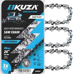 24 Inch Chainsaw Chain 3/8" Pitch, 050" Gauge, 84 Drive Links, fits Husqvarna 460 (Rancher), Stihl 33RS 84 25"/24" MS390, MS310, MS361 MS460, MS500, Echo, Jonsered, 72LPX84CQ, and more (3 Chains)
