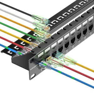 24 Port Cat6 Patch Panel With Coupler Keystone - 10G No Punch Down, Time-Saver Ethernet 1U Rj45 With Sturdy Back Bar, Rackmount 19 Inch
