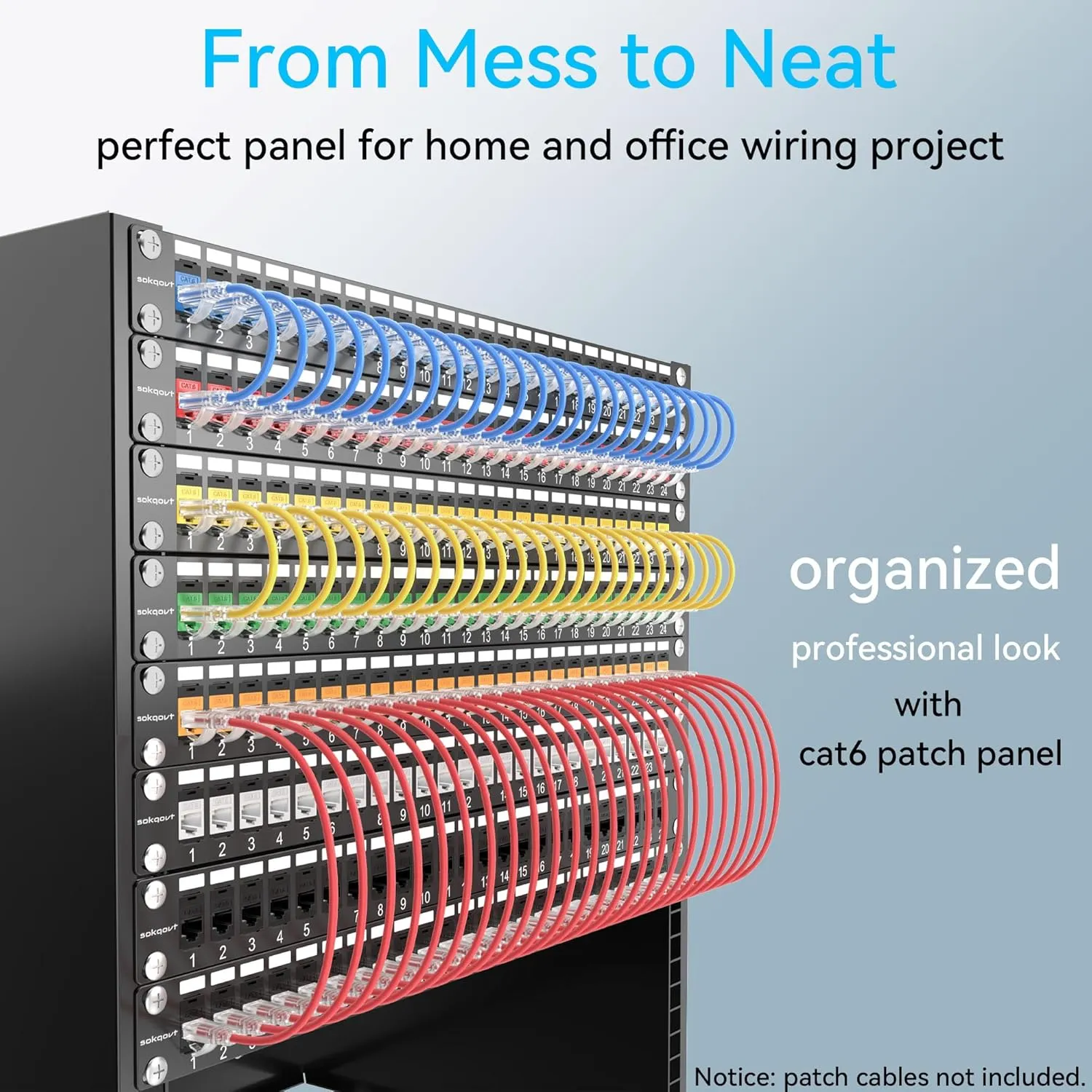 24 Port Cat6 Patch Panel With Coupler Keystone - 10G No Punch Down, Time-Saver Ethernet 1U Rj45 With Sturdy Back Bar, Rackmount 19 Inch