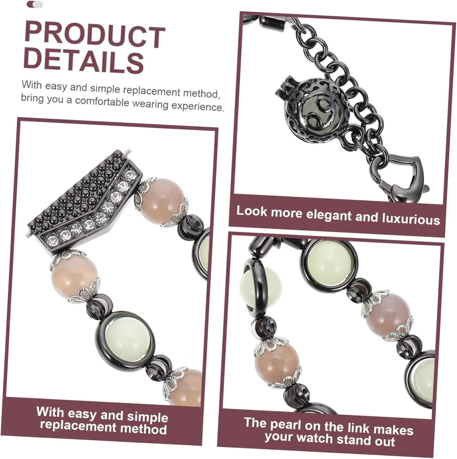 2pcs Galaxywatch4 Watches Womens Watch Watchband Girl Watch Replacement Strap Miss Supplies Pearl
