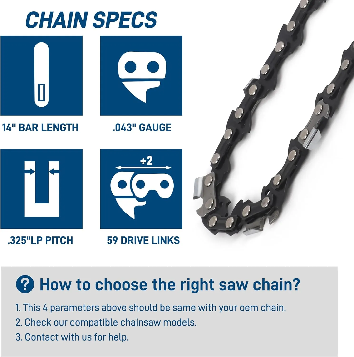 3-Pack 20 Inch Chainsaw Chain, 3/8" Pitch .050" Gauge 72 Drive Links Fits Husqvarna 455 (Rancher), 460 (Rancher), Stihl 33RS-72, MS311, MS391, Oregon E72, D72 and More