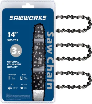 3-Pack 20 Inch Chainsaw Chain, 3/8" Pitch .050" Gauge 72 Drive Links Fits Husqvarna 455 (Rancher), 460 (Rancher), Stihl 33RS-72, MS311, MS391, Oregon E72, D72 and More